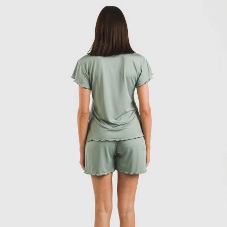 Pijama corto mujer manga fluida soft liso