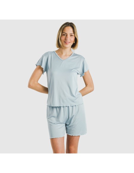 Pijama corto mujer manga fluida soft liso