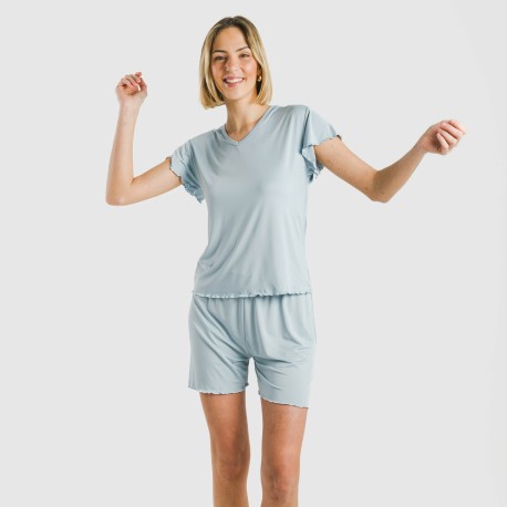 Pijama corto mujer manga fluida soft liso