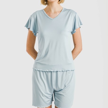 Pijama corto mujer manga fluida soft liso