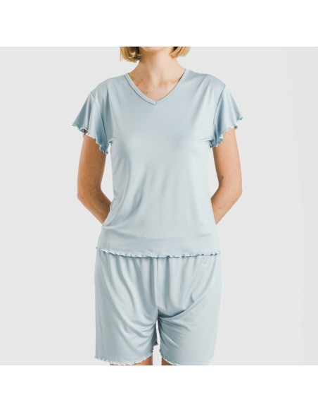 Pijama corto mujer manga fluida soft liso