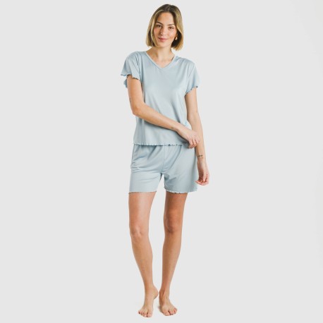 Pijama corto mujer manga fluida soft liso
