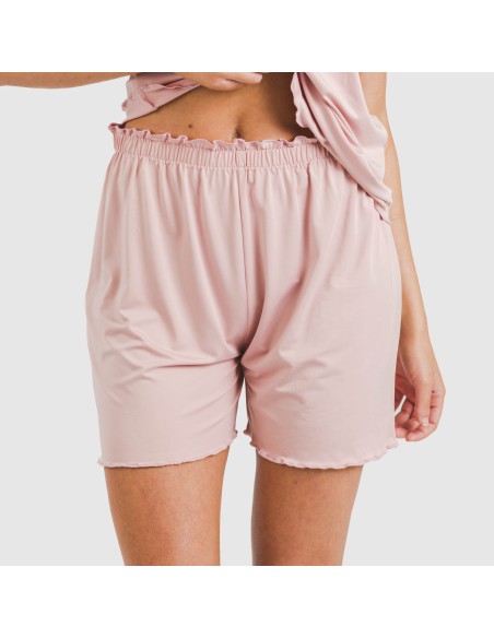 Pijama corto mujer manga fluida soft liso