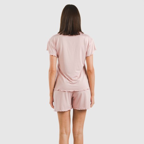 Pijama corto mujer manga fluida soft liso