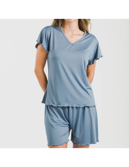 Pijama corto mujer manga fluida soft liso