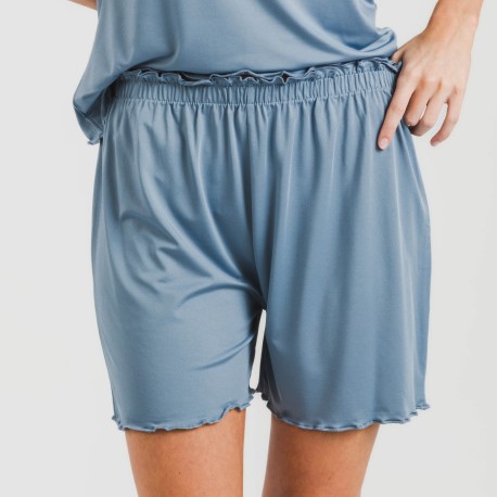Pijama corto mujer manga fluida soft liso