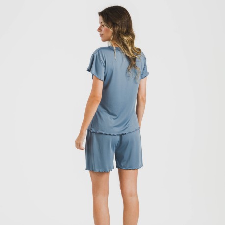Pijama corto mujer manga fluida soft liso