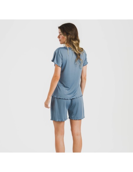 Pijama corto mujer manga fluida soft liso