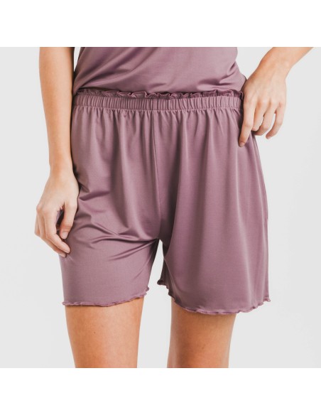 Pijama corto mujer manga fluida soft liso