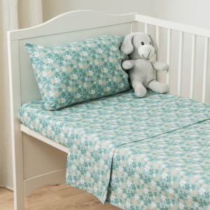 Juego de sábanas algodón Martinuca agua marina cuna