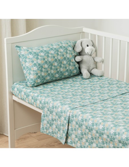Juego de sábanas algodón Martinuca agua marina cuna