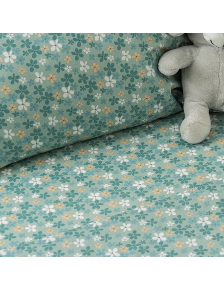 Juego de sábanas algodón Martinuca agua marina cuna