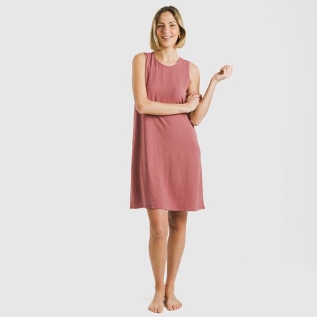 Vestido corto tirantes bambula liso