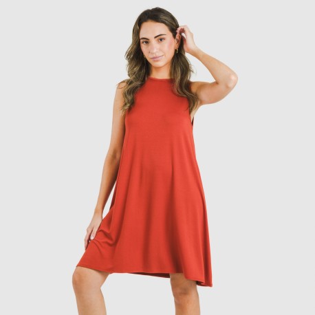 Vestido corto tirantes viscosa liso