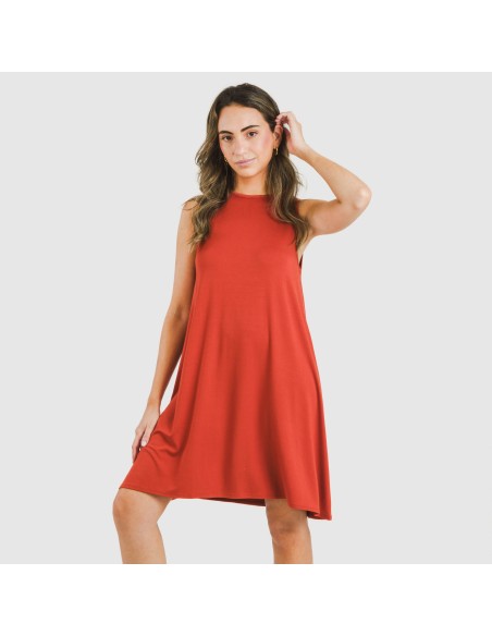 Vestido corto tirantes viscosa liso