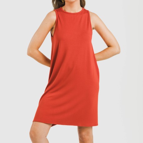 Vestido corto tirantes viscosa liso