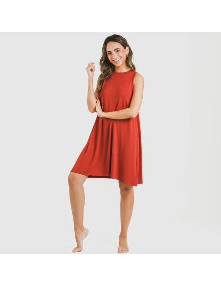 Vestido corto tirantes viscosa liso