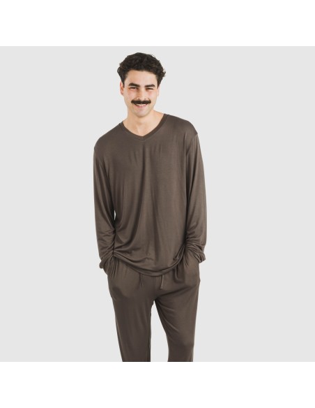 Pijama largo viscosa hombre liso