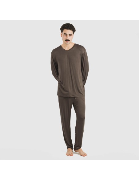 Pijama largo viscosa hombre liso