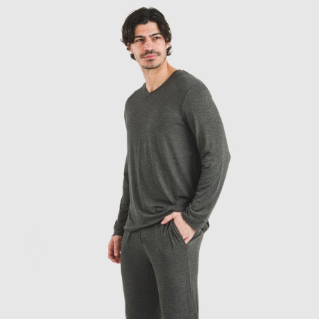Pijama largo viscosa hombre liso