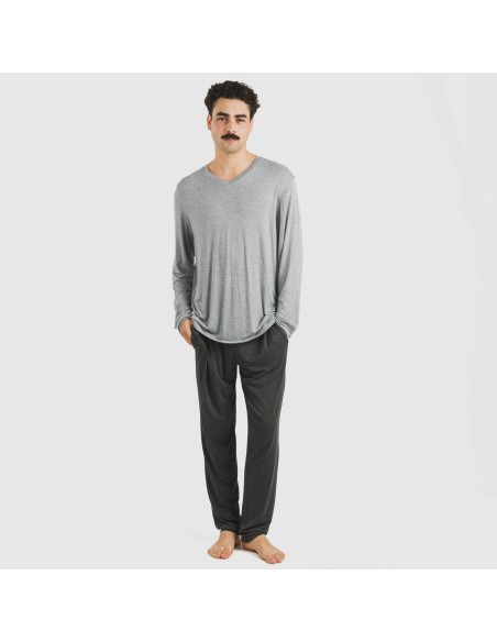 Pijama largo viscosa hombre liso