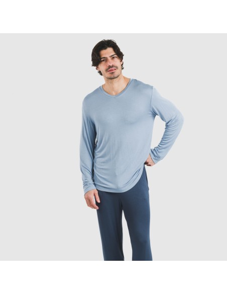 Pijama largo viscosa hombre liso