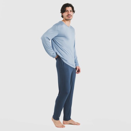 Pijama largo viscosa hombre liso