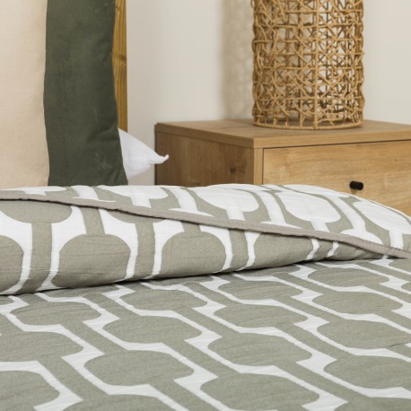 Colcha doble tela jacquard  Sunnies verde seco