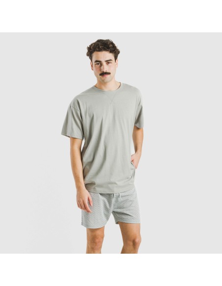 Pijama corto algodón hombre Sassy verde