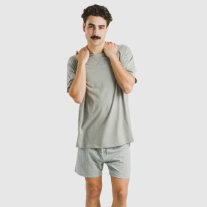 Pijama corto algodón hombre Sassy verde 2