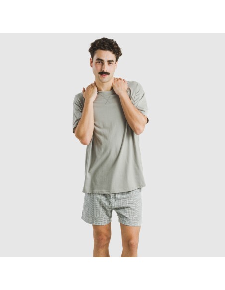 Pijama corto algodón hombre Sassy verde