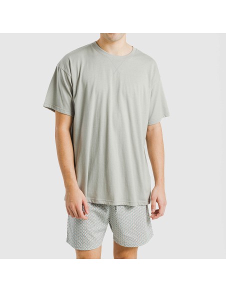 Pijama corto algodón hombre Sassy verde