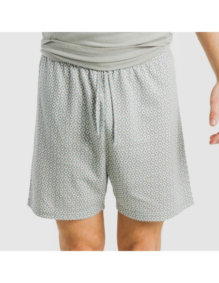 Pijama corto algodón hombre Sassy verde