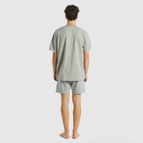 Pijama corto algodón hombre Sassy verde
