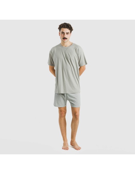 Pijama corto algodón hombre Sassy verde