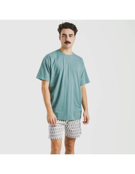 Pijama corto algodón hombre Arpani verde frances