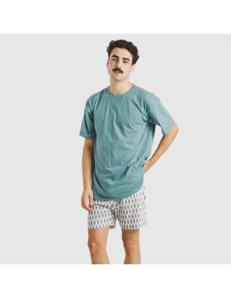 Pijama corto algodón hombre Arpani verde frances