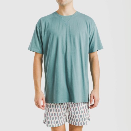 Pijama corto algodón hombre Arpani verde frances