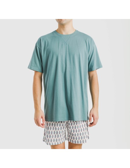 Pijama corto algodón hombre Arpani verde frances