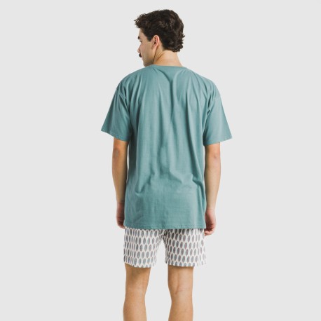 Pijama corto algodón hombre Arpani verde frances