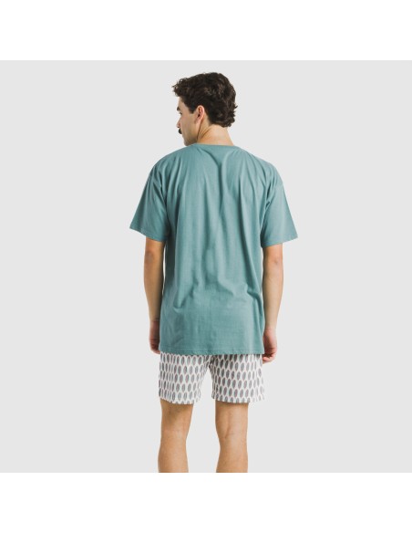 Pijama corto algodón hombre Arpani verde frances