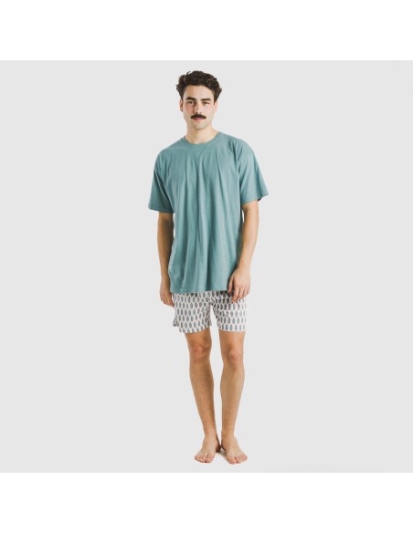 Pijama corto algodón hombre Arpani verde frances