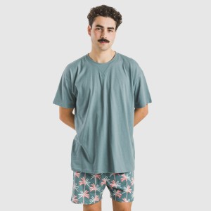 Pijama corto algodón hombre Creta verde francés