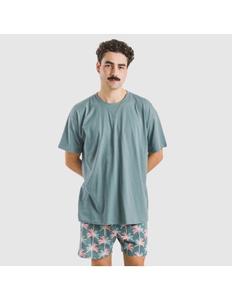 Pijama corto algodón hombre Creta verde francés