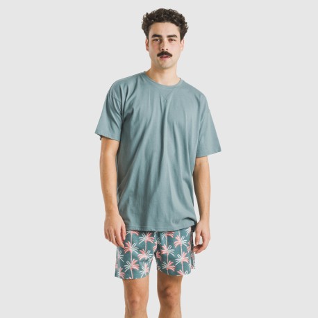 Pijama corto algodón hombre Creta verde francés
