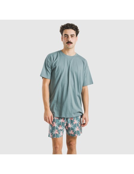 Pijama corto algodón hombre Creta verde francés