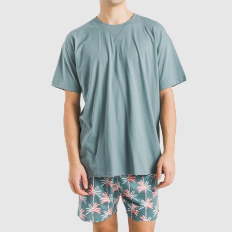 Pijama corto algodón hombre Creta verde francés