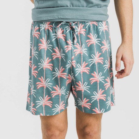 Pijama corto algodón hombre Creta verde francés