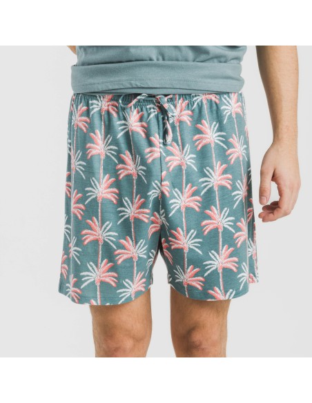 Pijama corto algodón hombre Creta verde francés