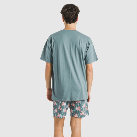 Pijama corto algodón hombre Creta verde francés